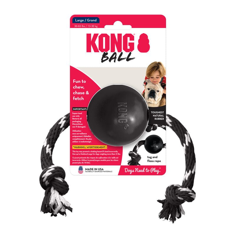 KONG Extreme Ball with Rope Dog Toy Black Large 1