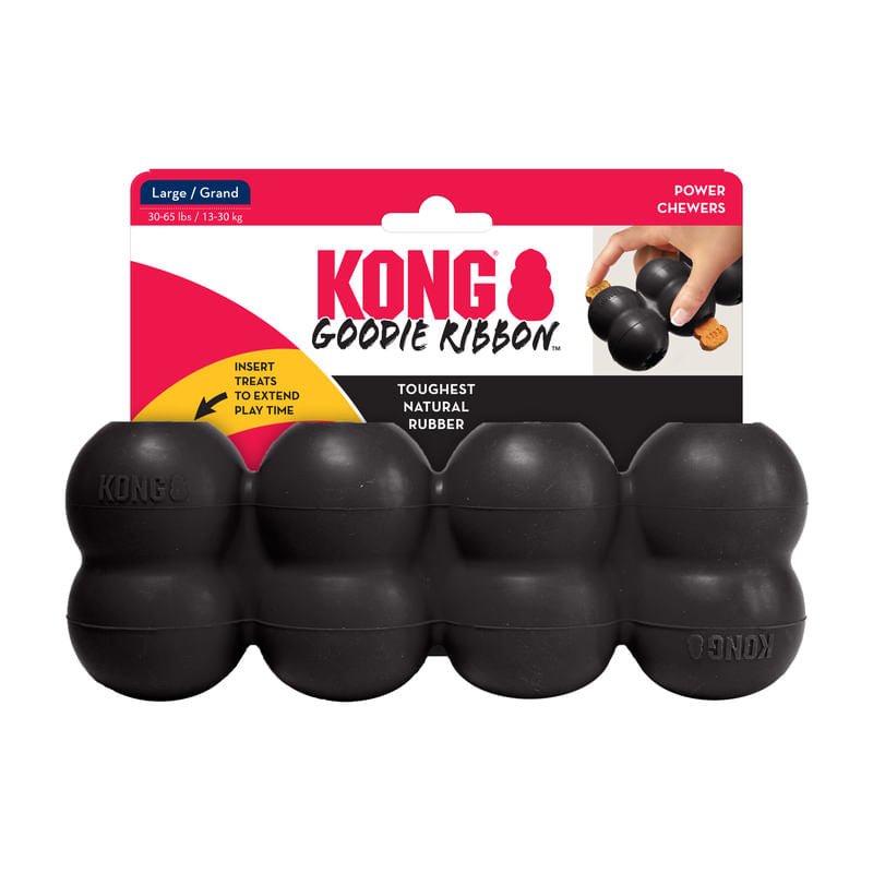 KONG Extreme Goodie Ribbon Dog Chew Toy Black Large (8.5" x 3.25") 1