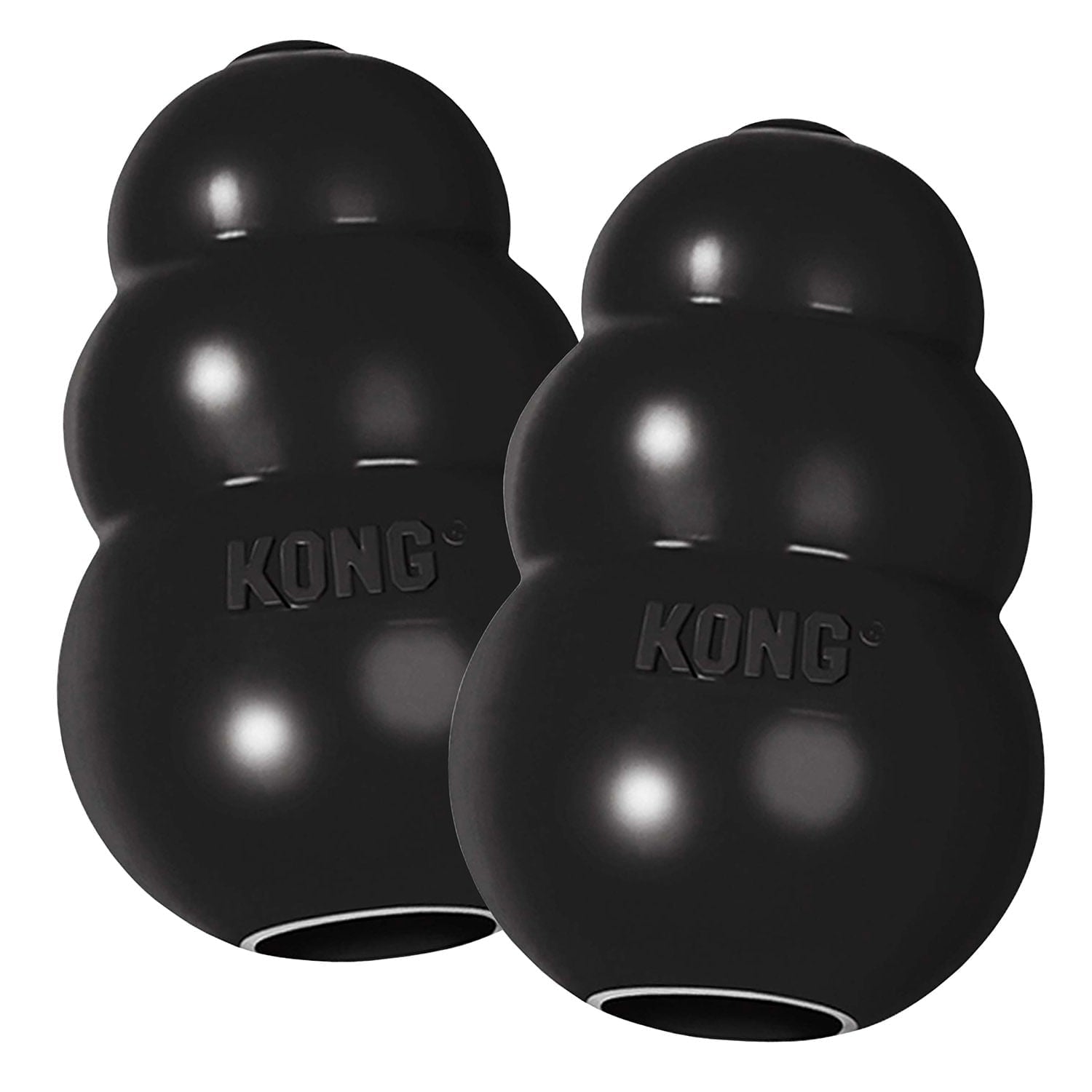 KONG Extreme Treat-Stuffing Dog Toy for Power Chewers Large (4") Black 2 Pack