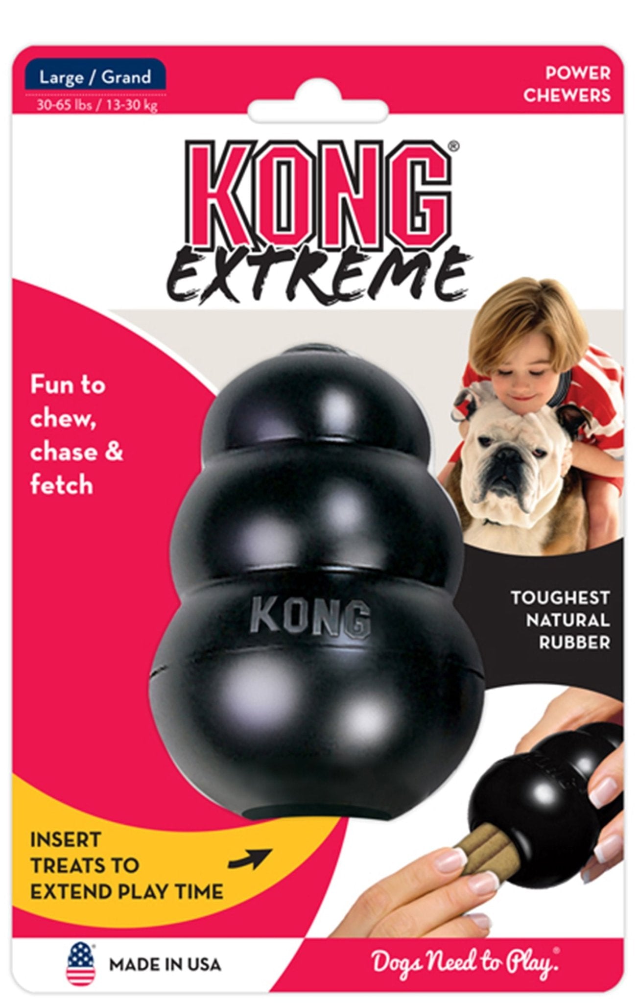 KONG Extreme Treat-Stuffing Dog Toy for Power Chewers Large (4") Black Single