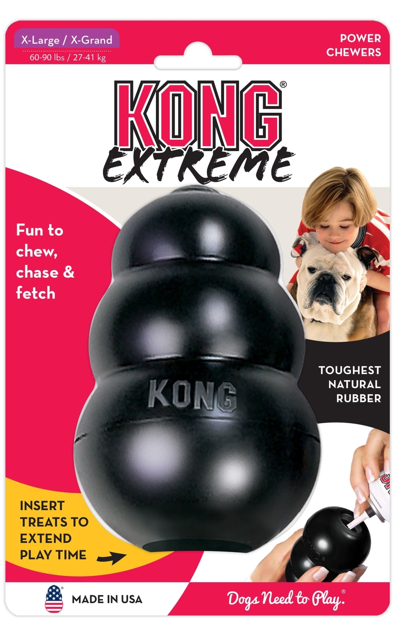 KONG Extreme Treat-Stuffing Dog Toy for Power Chewers X-Large (5") Black Single