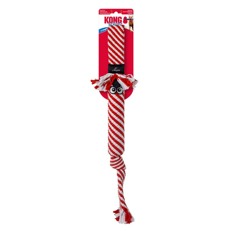 KONG Holiday Scrubz Candy Cane Dog Tug & Fetch Toy