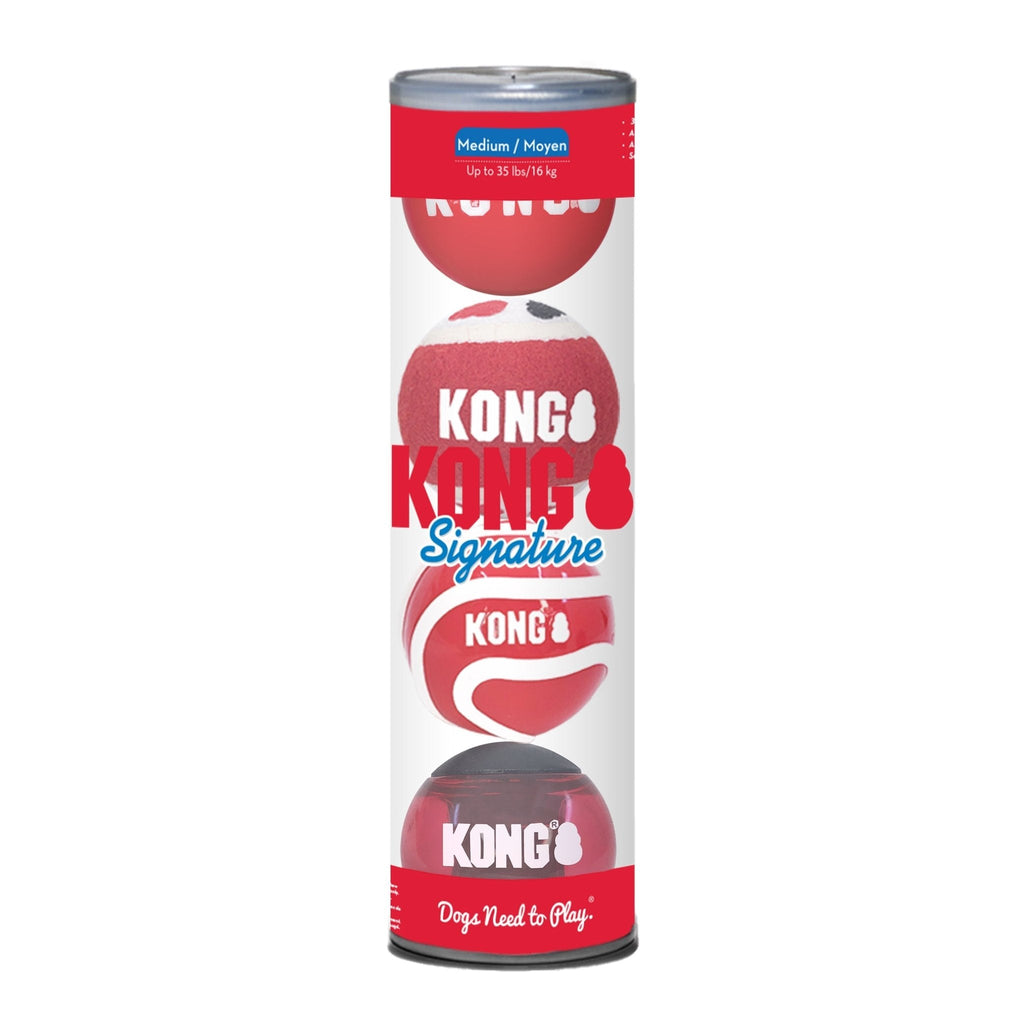 KONG Signature Fetch Dog Toy Balls, Multi-Pack Medium - 2.5"D 4 pk Assorted