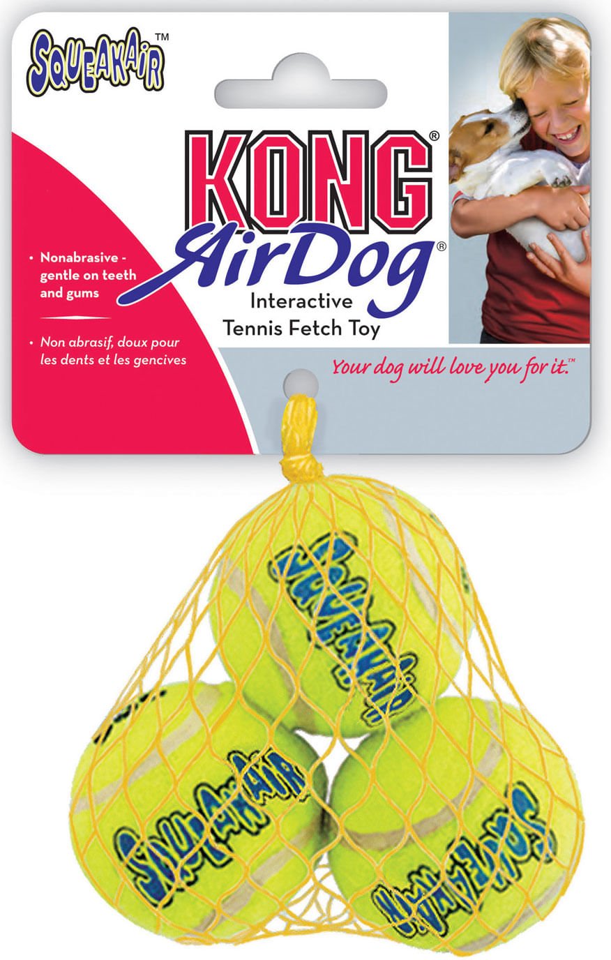 KONG SqueakAir® Ball – Durable Squeaker Tennis Ball Dog Toy for Fetch & Play Small (2") 3 Pack