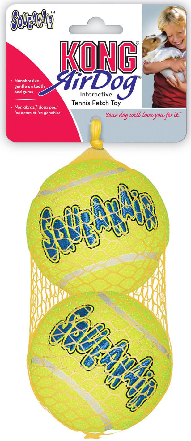 KONG SqueakAir® Ball – Durable Squeaker Tennis Ball Dog Toy for Fetch & Play Large (3") 2 Pack