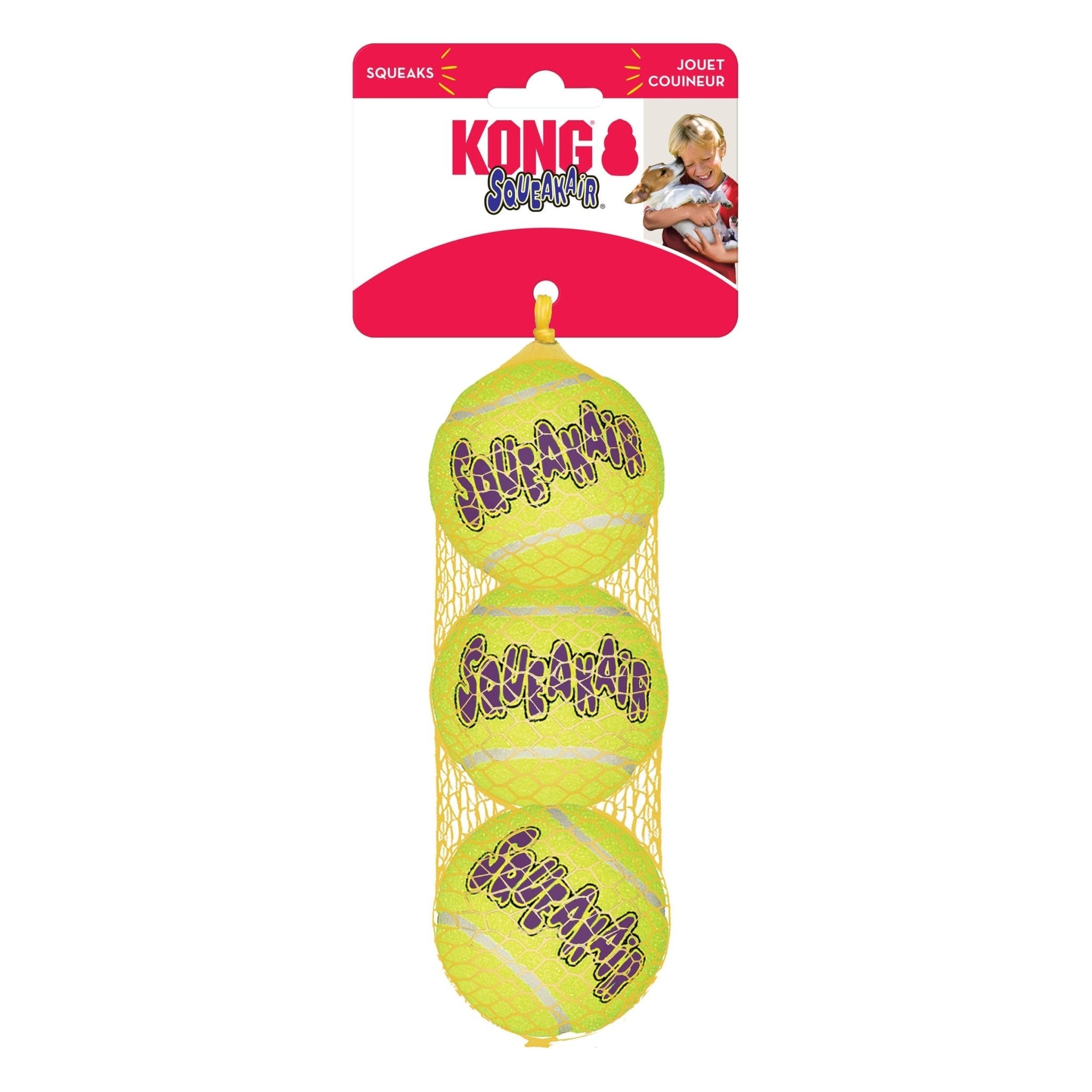KONG SqueakAir® Ball – Durable Squeaker Tennis Ball Dog Toy for Fetch & Play Medium (2.5") 3 Pack