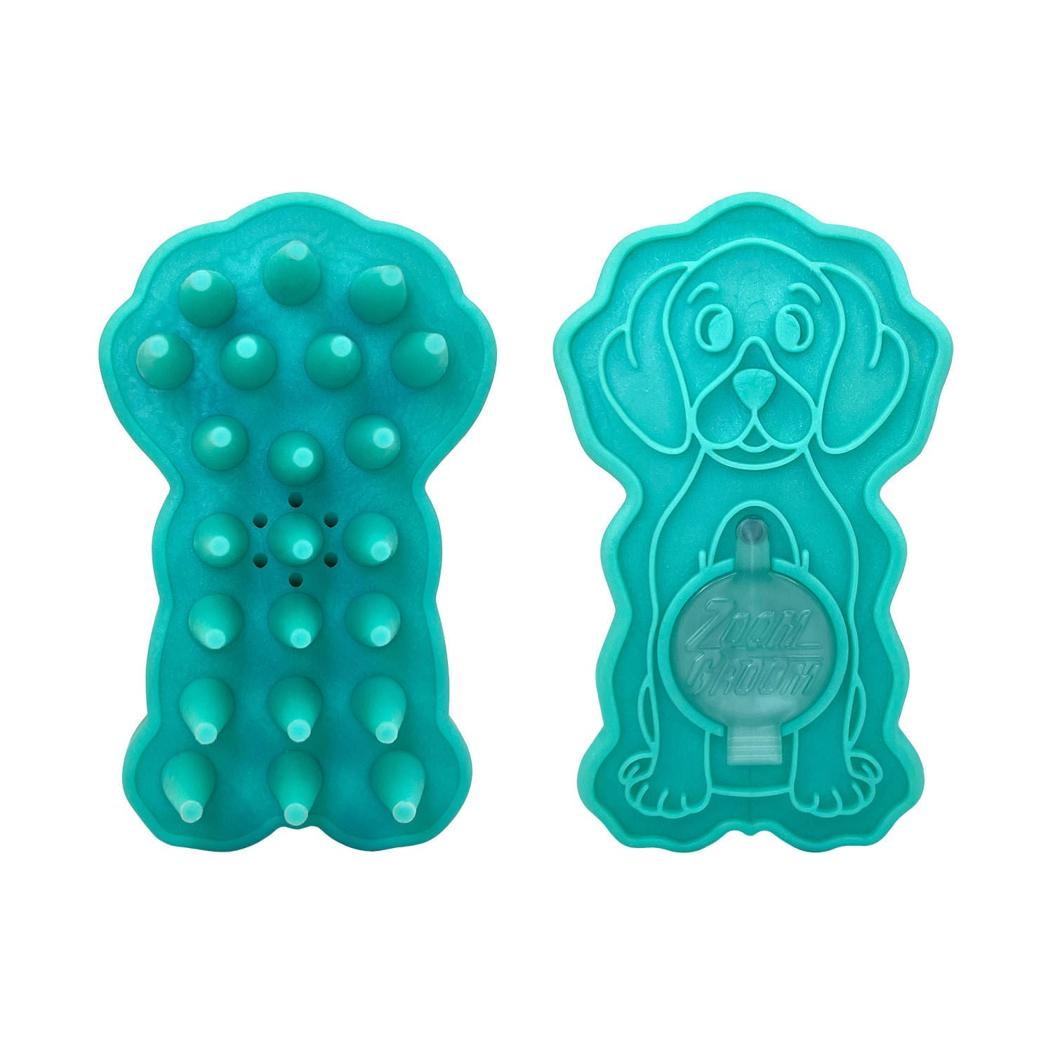 KONG ZoomGroom Dog Grooming Brush with Shampoo Compartment Teal LG