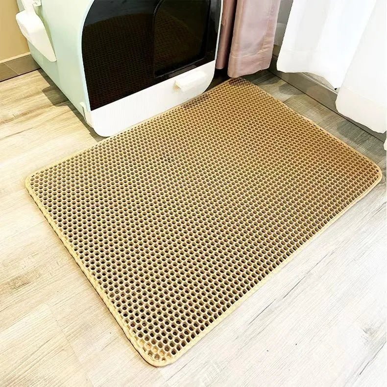 Large Cat Litter Mat | Double Layer Waterproof Honeycomb Design with EVA Foam Yellow 30x30cm