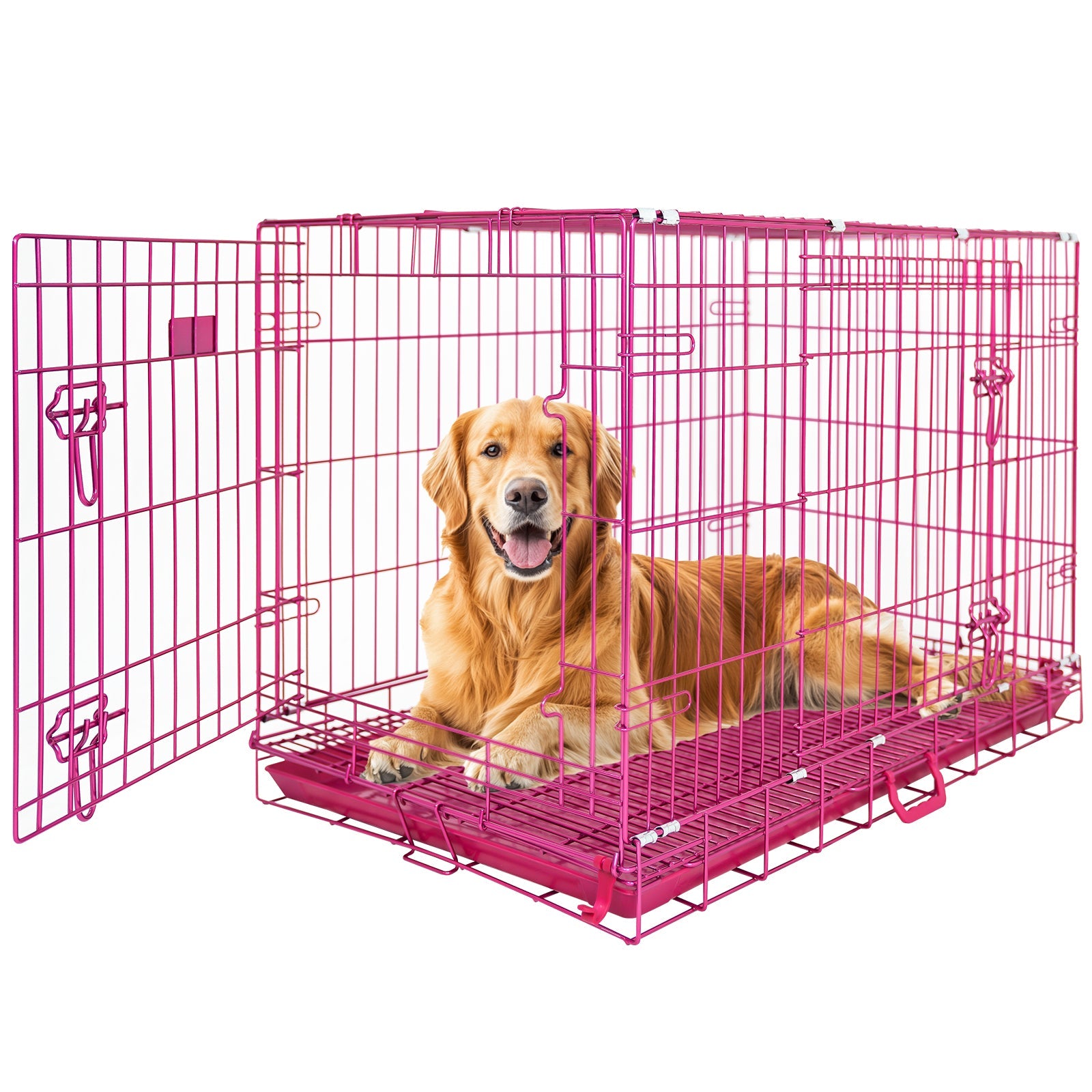 24-42" Collapsible Pink Dog Crate RED24-42 42 Inch 1 Pack