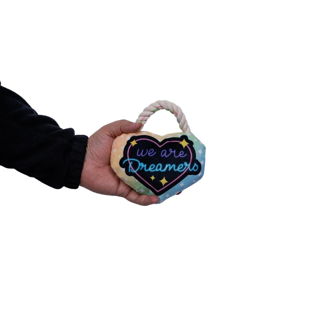 Love Heart Plush Dog Toy – with Squeaker & Crinkle Paper for Fun Play