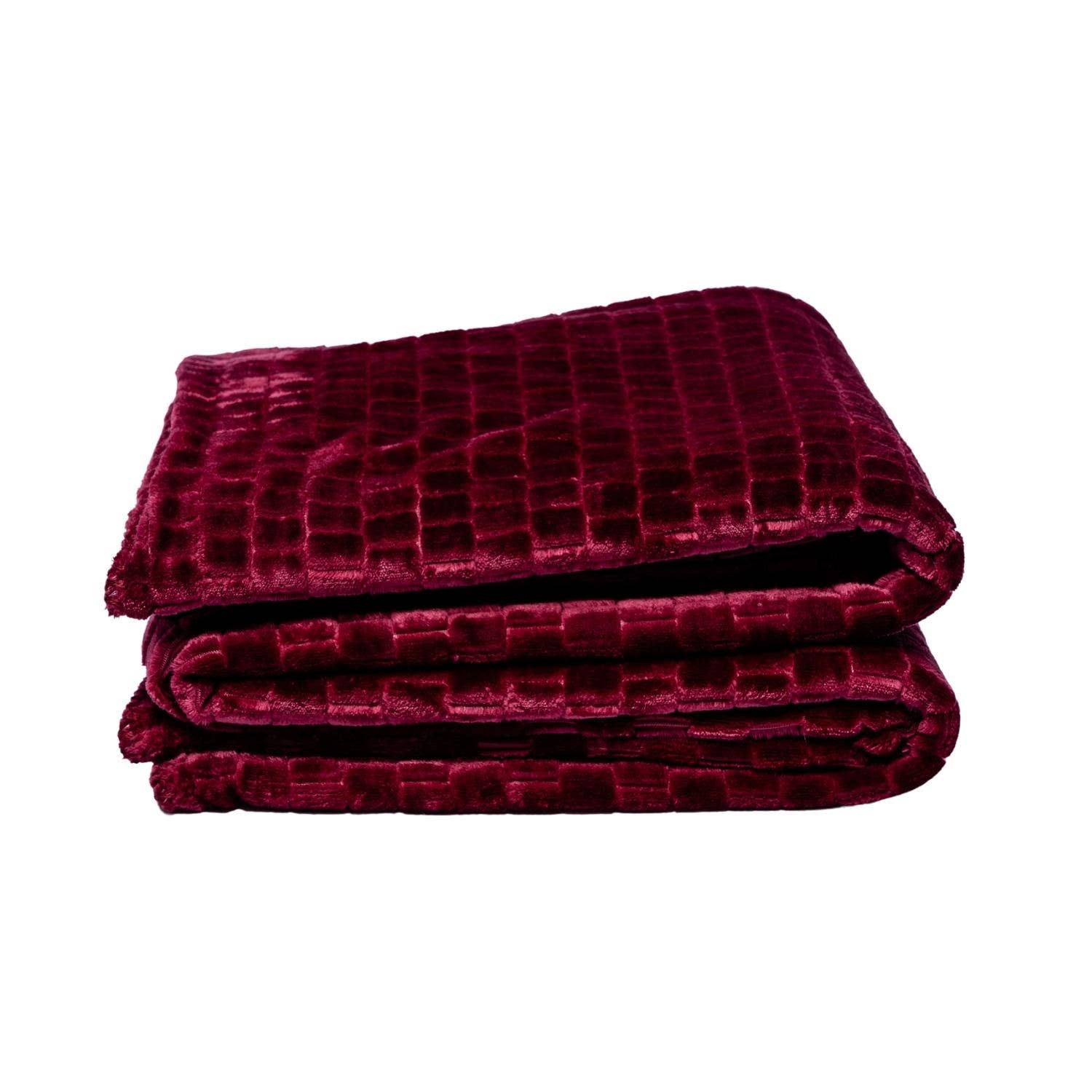 Family Textured Luxury Sherpa Pet Blanket (50" x 60") Wine Red