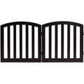 24 Inch 2 Panel Configurable Folding Free Standing Wooden Pet Safety Fence with Arched Top-Brown Default Title
