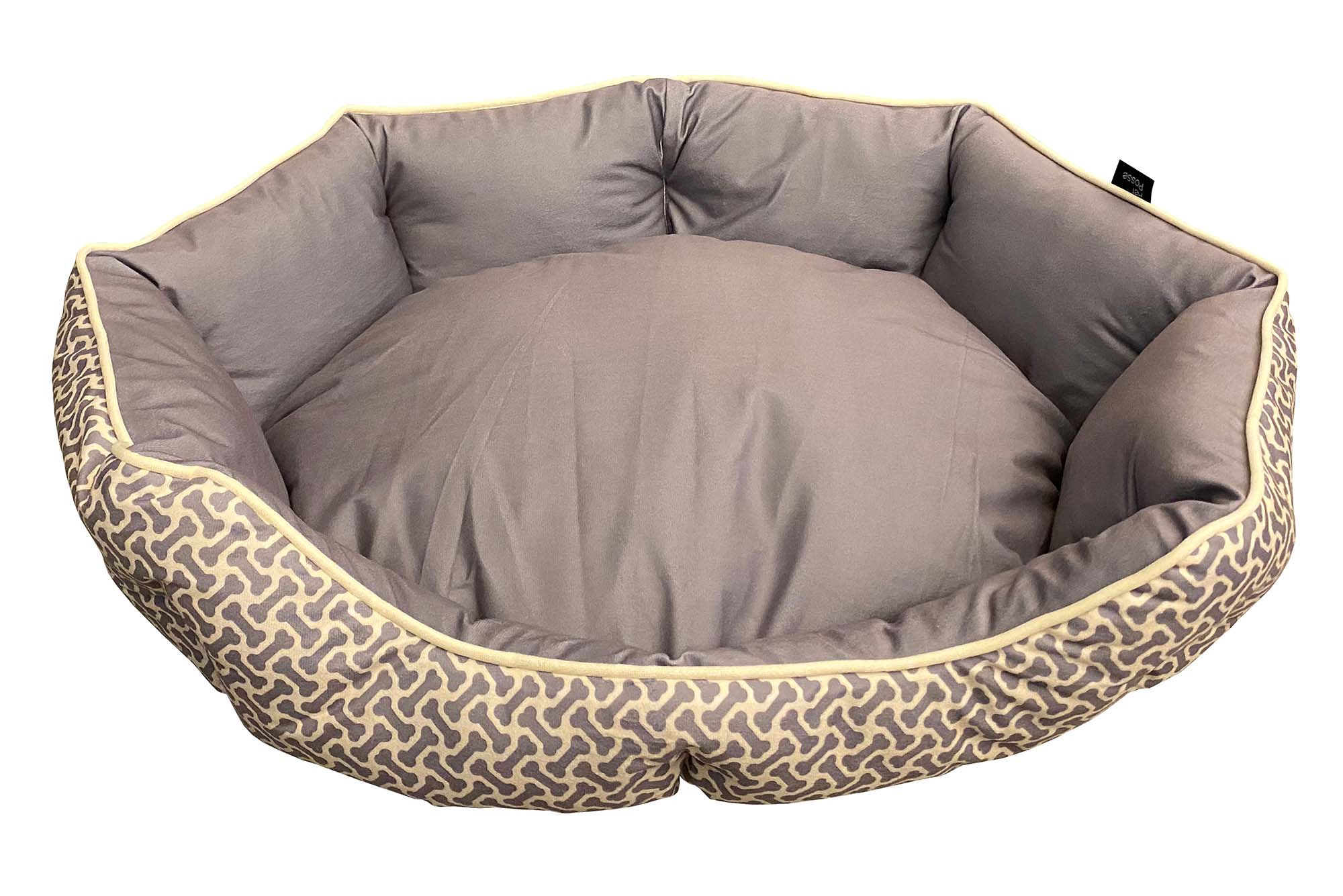 Mink Tufted Euro Cuddler Bed For Dogs & Cats Chiseled Stone & Vanilla Ice Large