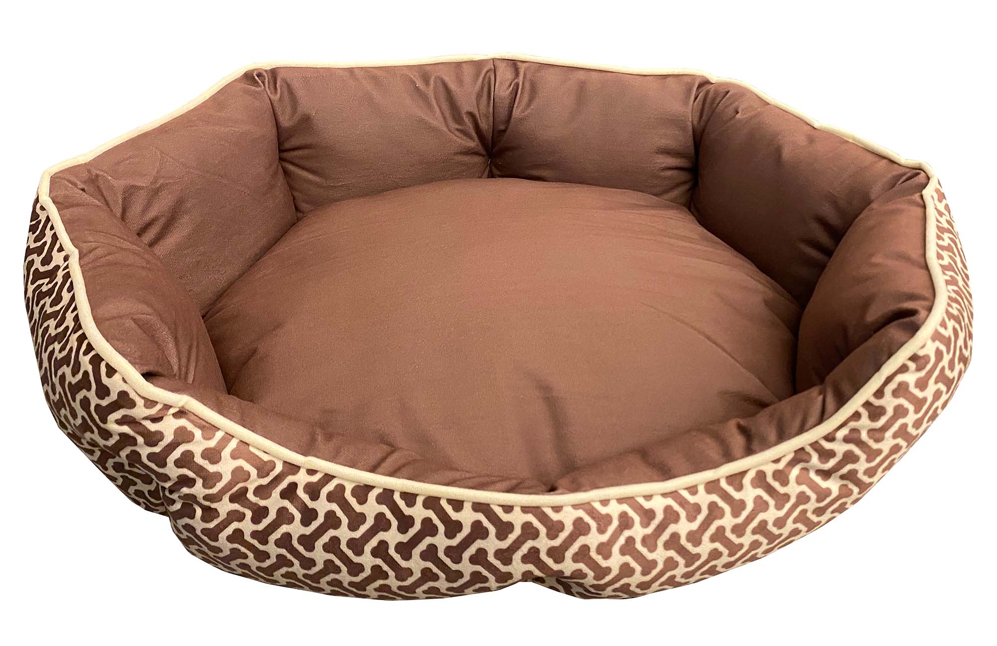 Mink Tufted Euro Cuddler Bed For Dogs & Cats Deep Taupe & Vanilla Ice Large