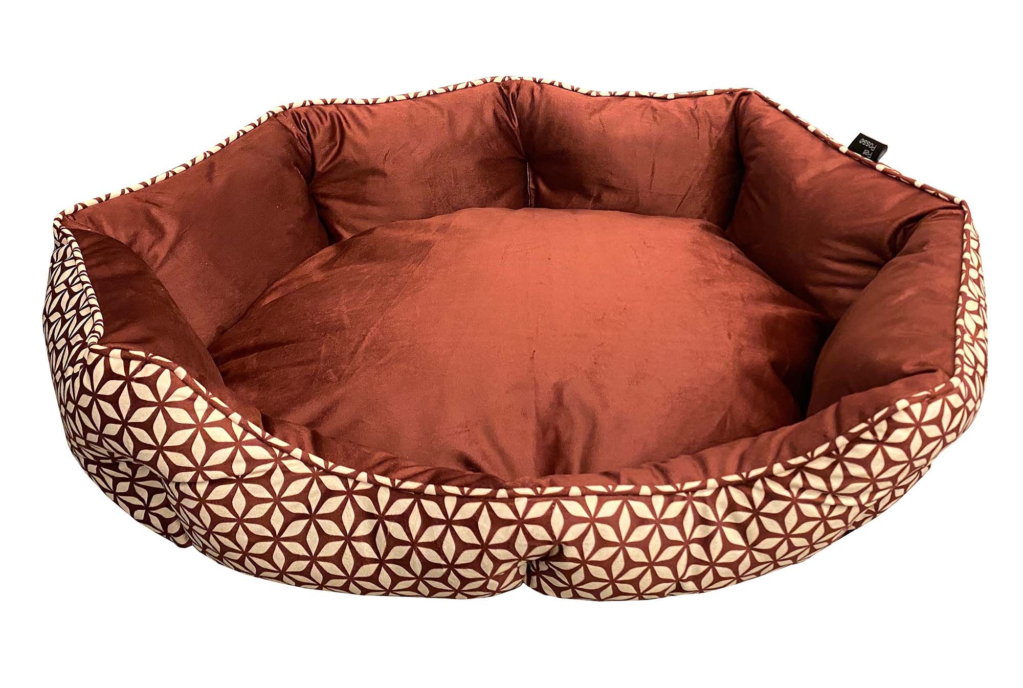 Mink Tufted Euro Cuddler Bed For Dogs & Cats Burgundy & Vanilla Ice Medium