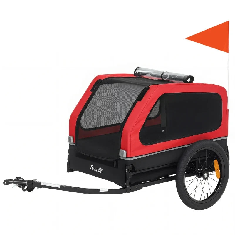 Dog Bike Trailer for Small & Medium Dogs, Universal Bicycle Coupler, Flip-Down Ramp Tailgate Red