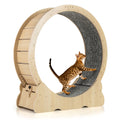 40 Inch Large Cat Exercise Wheel with Lockable Mechanism and Carpeted Runaway for Indoor Cats-Natural Default Title
