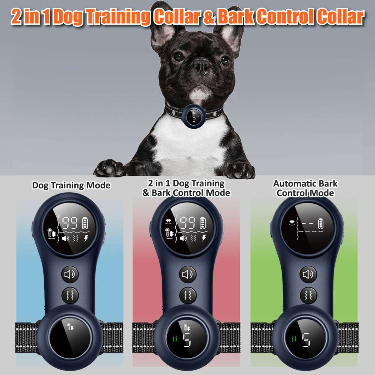 NeoAlly 2-in-1 Dog Training & Bark Control Collar – 3000FT Remote, IP67 | 5–150lbs