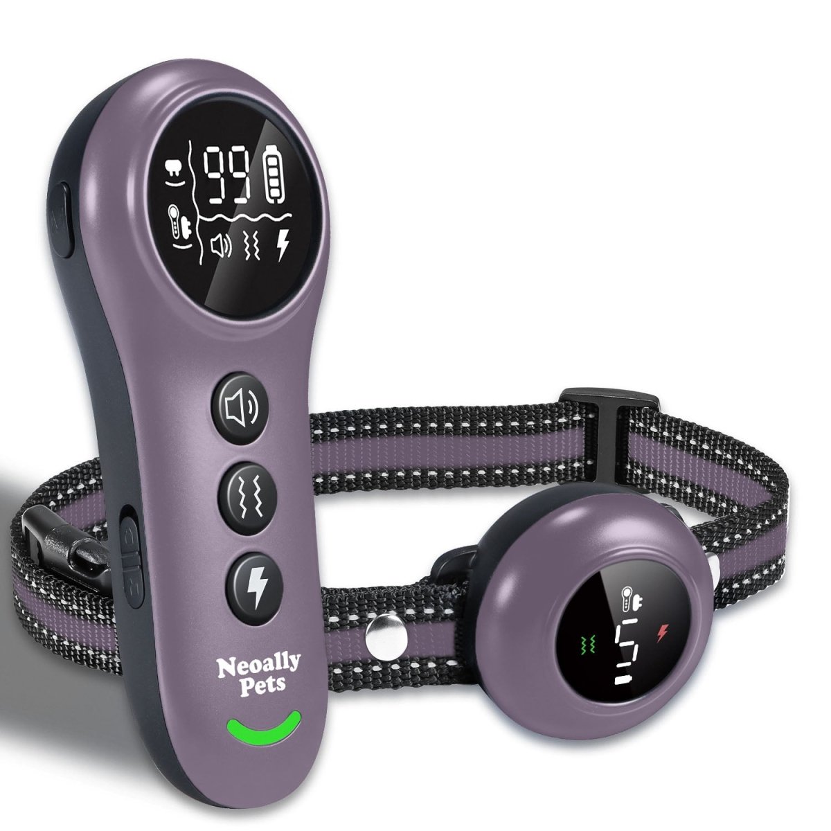 NeoAlly 2-in-1 Dog Training & Bark Control Collar – 3000FT Remote, IP67 | 5–150lbs Purple