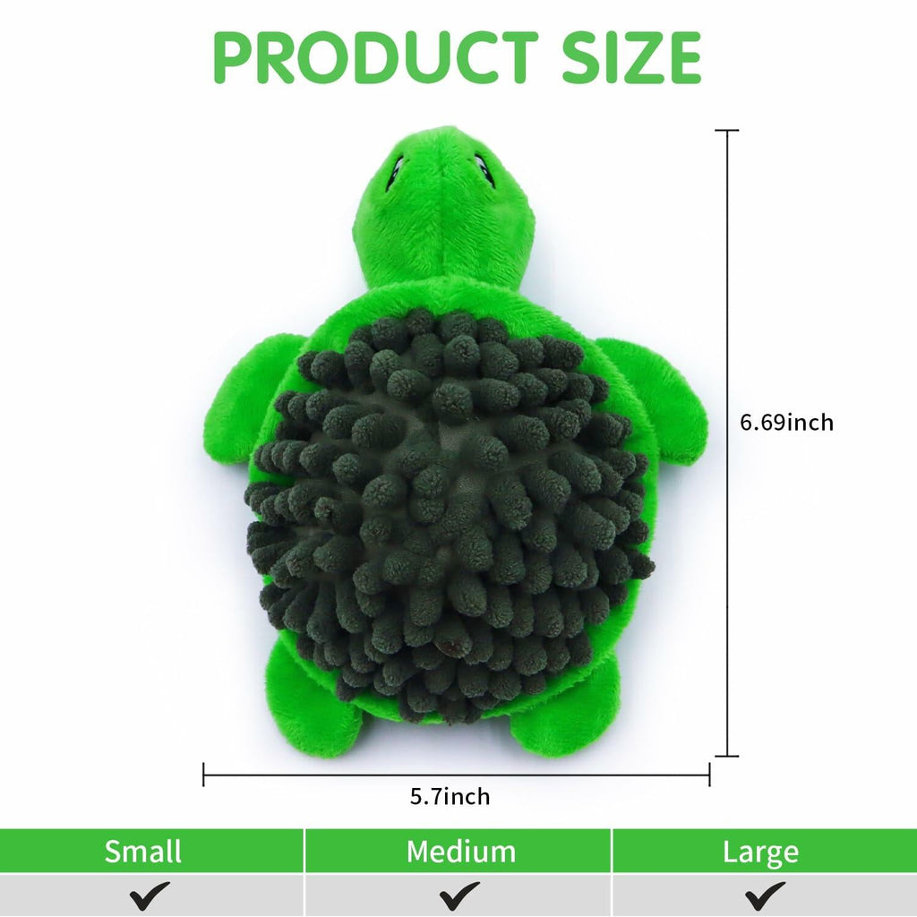 [Like New] Aqezd Turtle Small Dog Squeaky Toy with Ball 2-in-1 Plush Rubber Core
