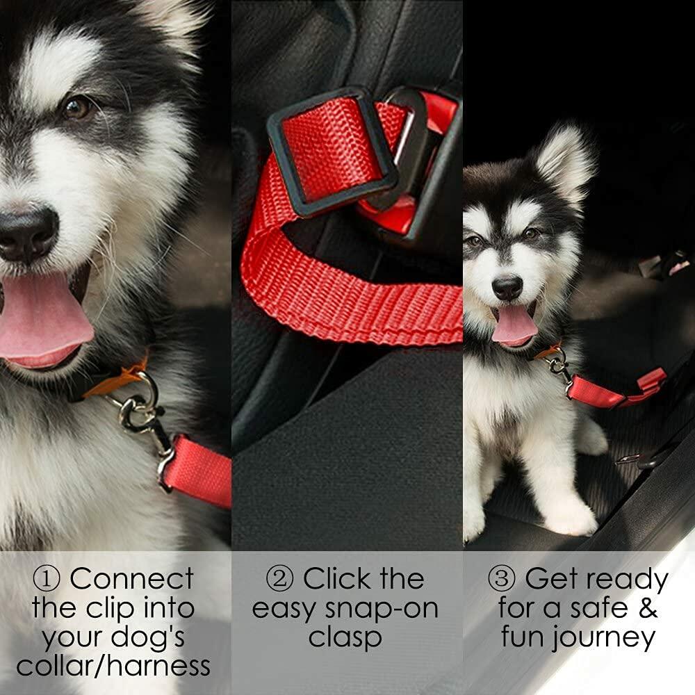 ELLOY Adjustable Pet Car Seat Belt Dark Blue Nylon Safety Harness
