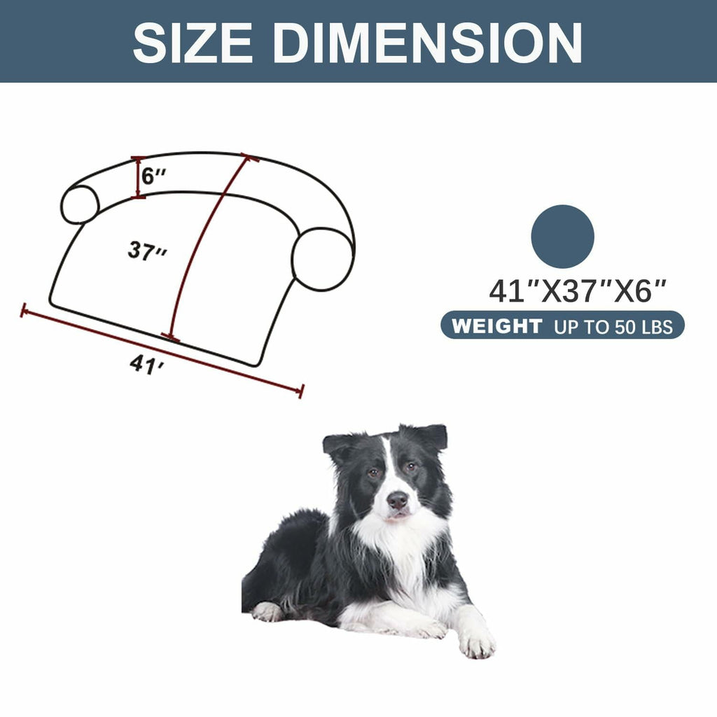 Calming Dog Cat Bed Mat Waterproof Plush Navy Blue Size 41x37
