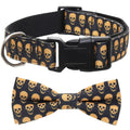 Lamphyface Halloween Dog Collar with Removable Cute Bow Tie Adjustable Cotton L