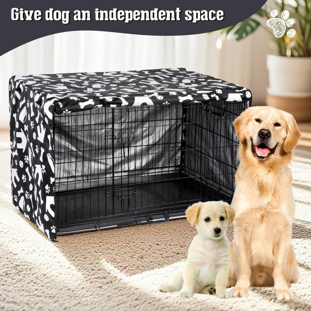 kefit Dog Crate Cover Kennel Cover Black/Paw 42 inch Size 42