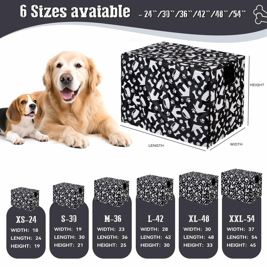 kefit Dog Crate Cover Kennel Cover Black/Paw 42 inch Size 42