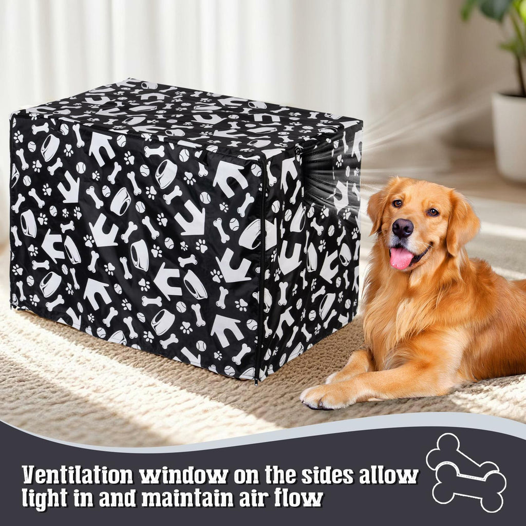 kefit Dog Crate Cover Kennel Cover Black/Paw 42 inch Size 42