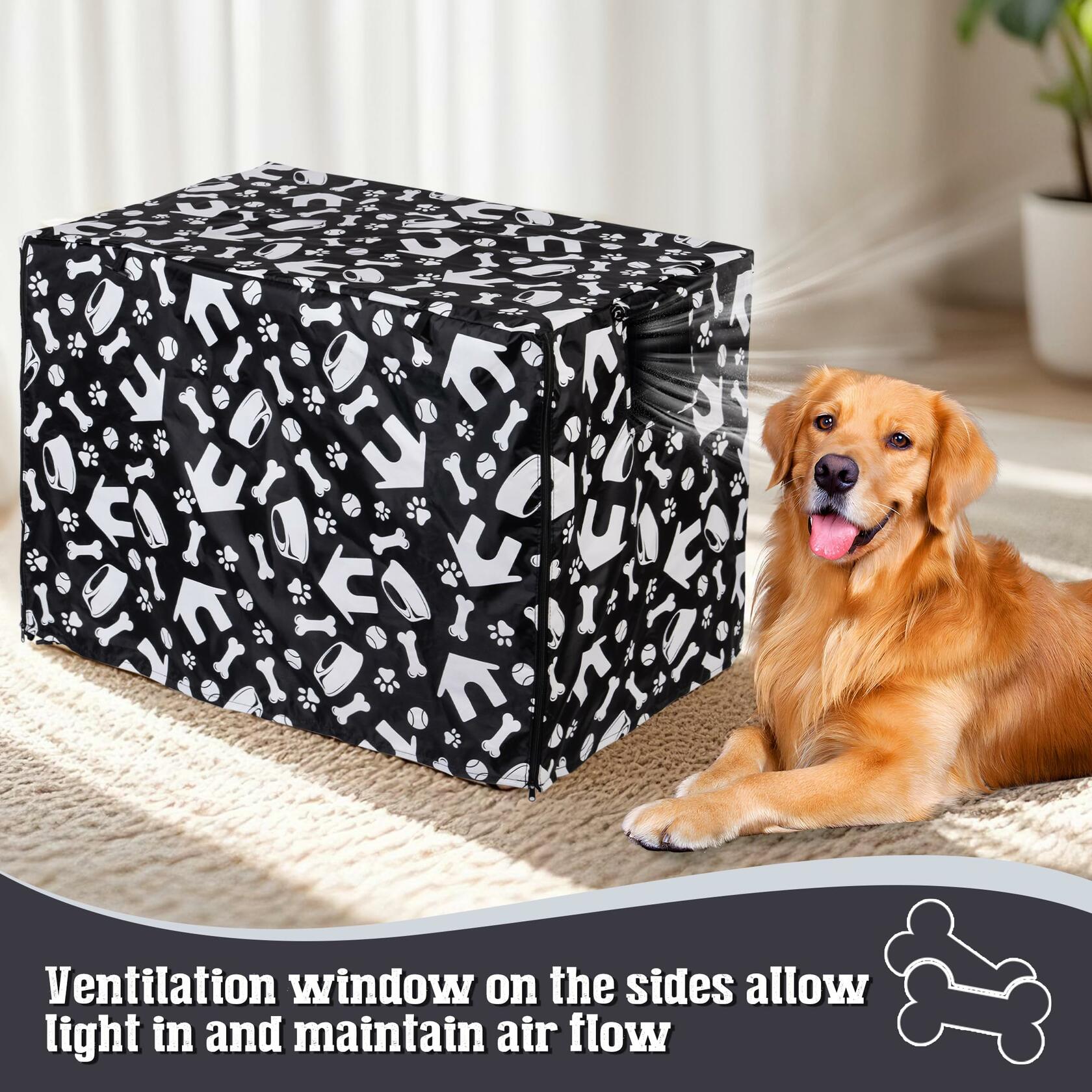 kefit Dog Crate Cover Kennel Cover Black/Paw 42 inch Size 42