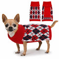 KCFESTIHUE Dog Sweater Plaid Knit Turtleneck Pullover Winter Red Blue S