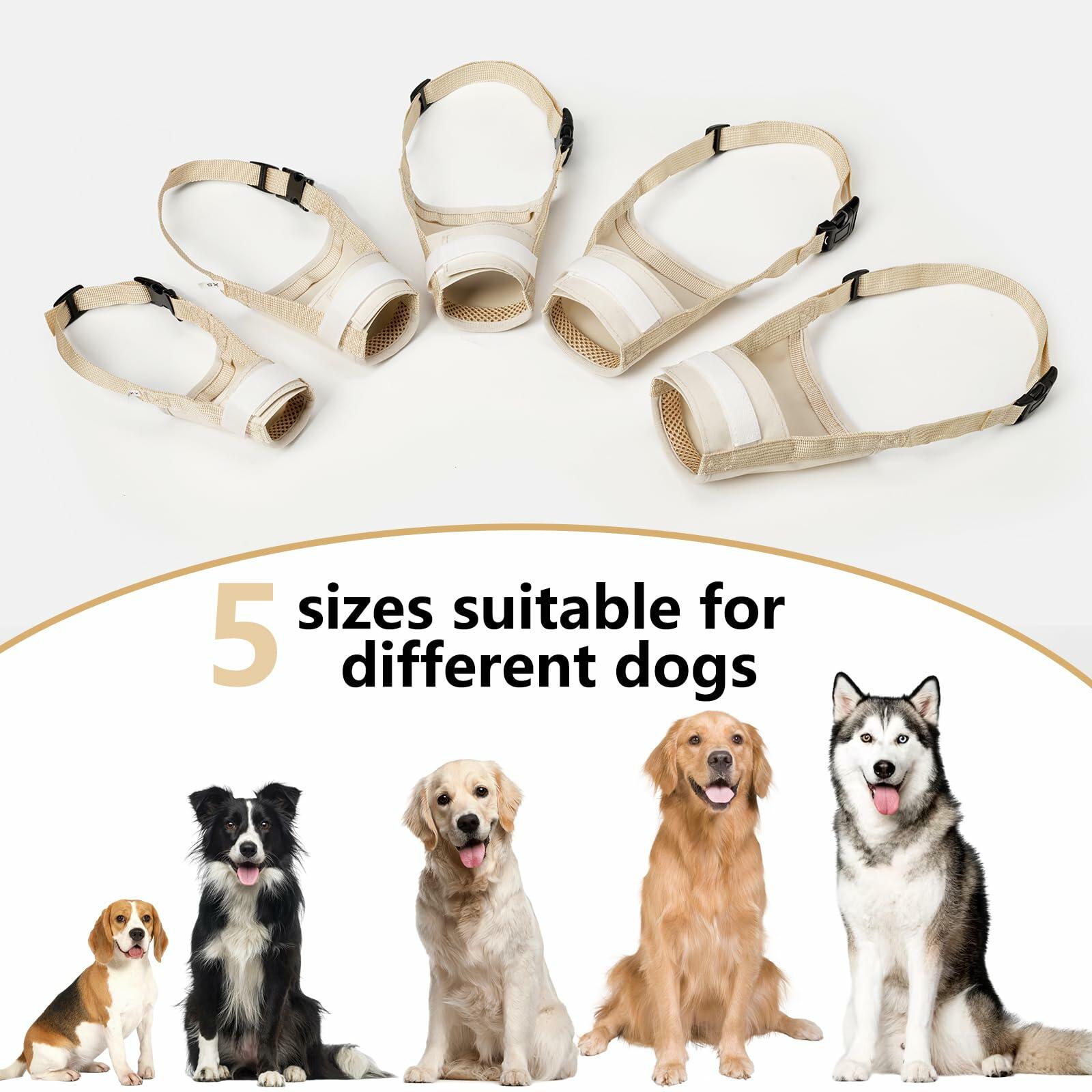 Herrypiggy Dog Muzzle Oxford Breathable Mouth Cover Khaki Size XXS