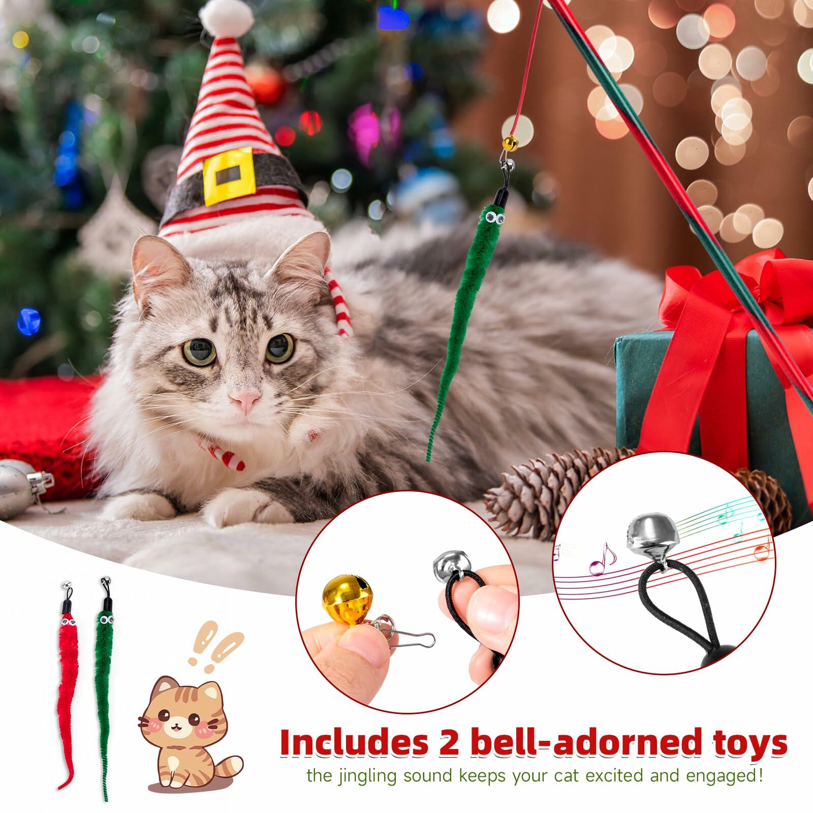 Frerdui Cat Advent Calendar 2025 24 Days Kitten Toys Feather Teaser Red