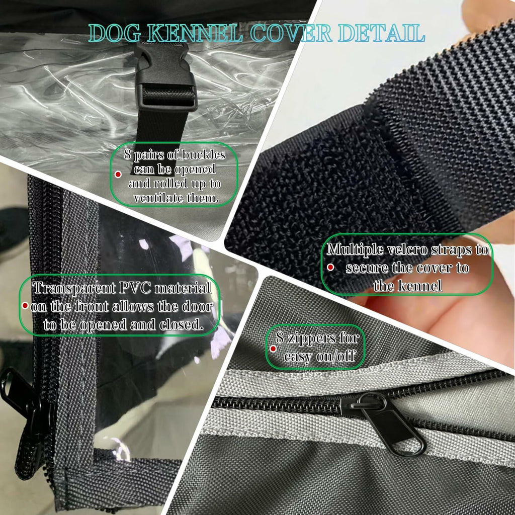 NGB Outdoor Dog Kennel Cover 4x4x4.5ft 600D Waterproof Windproof Black