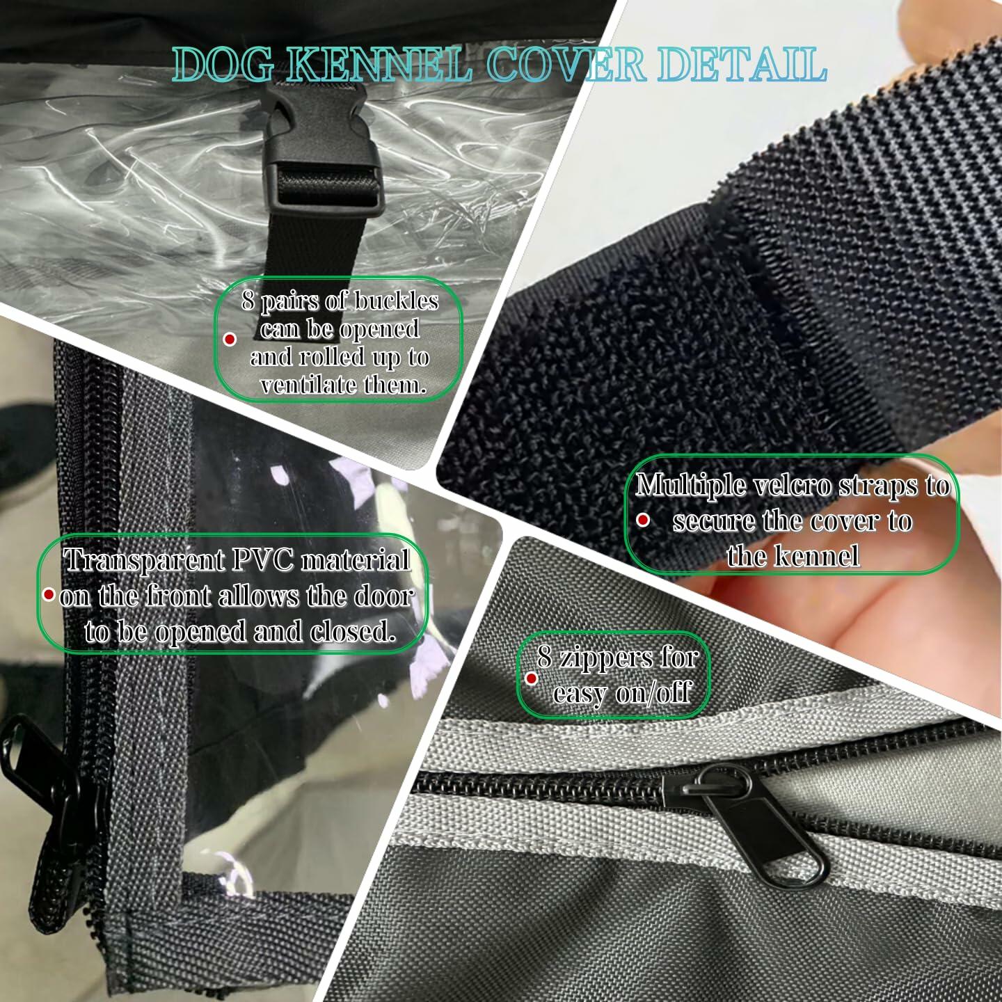 NGB Outdoor Dog Kennel Cover 4x4x4.5ft 600D Waterproof Windproof Black