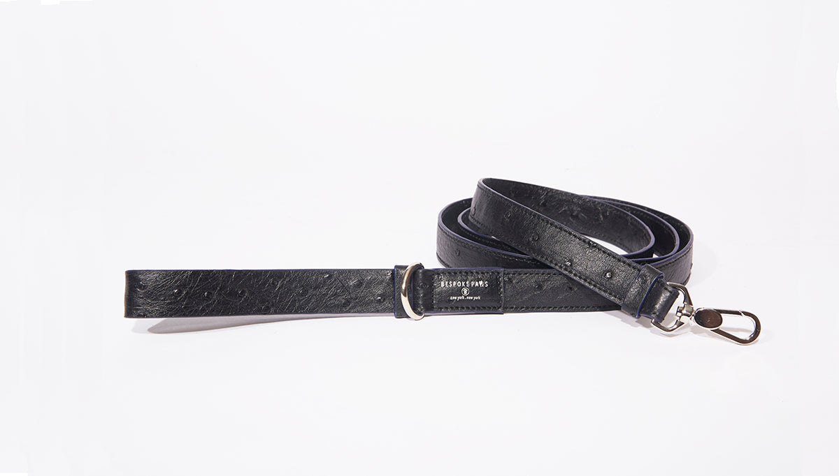 Dog Leash-Large, Black Ostrich Black Ostrich