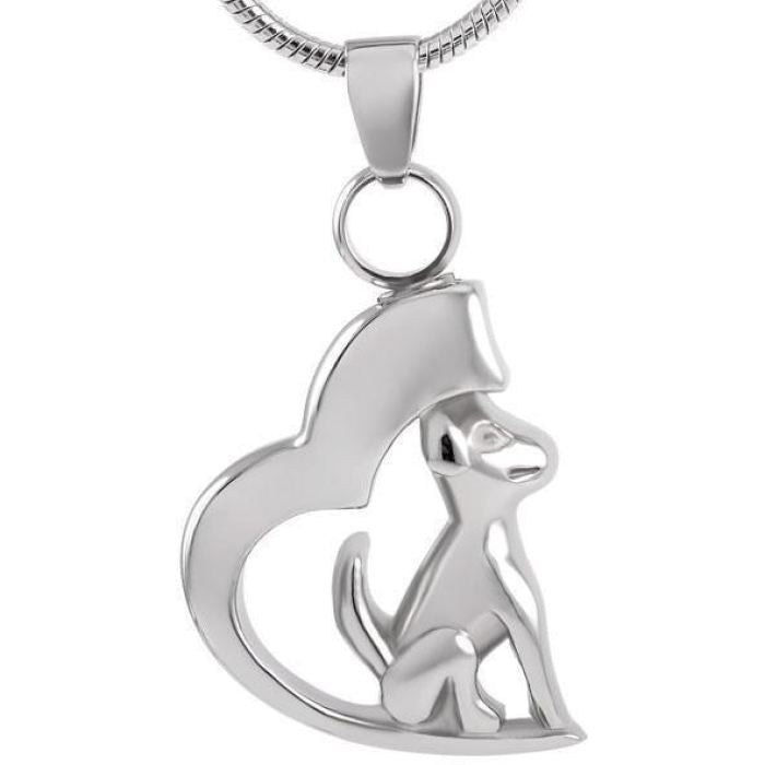Dog Heart Pet Ashes Necklace Pendant