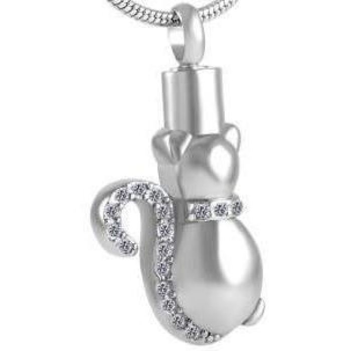Pet Jeweled Cat Tail Ashes Necklace Pendant