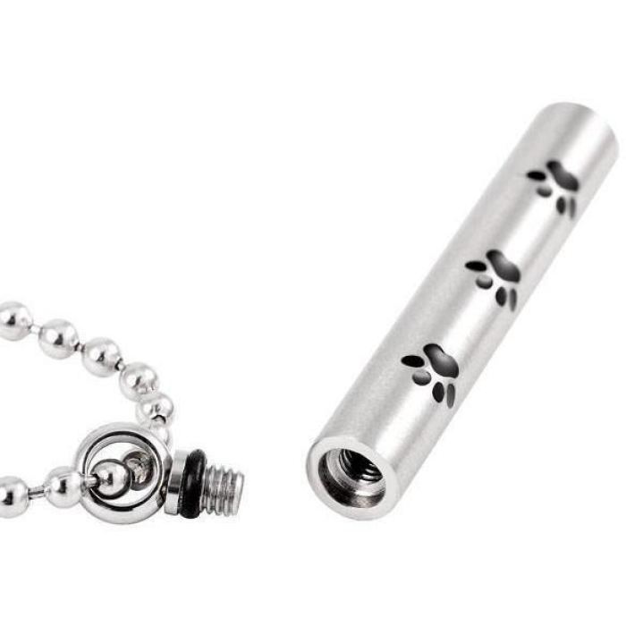 Pet 3 Paw Cylinder Ashes Necklace Pendant