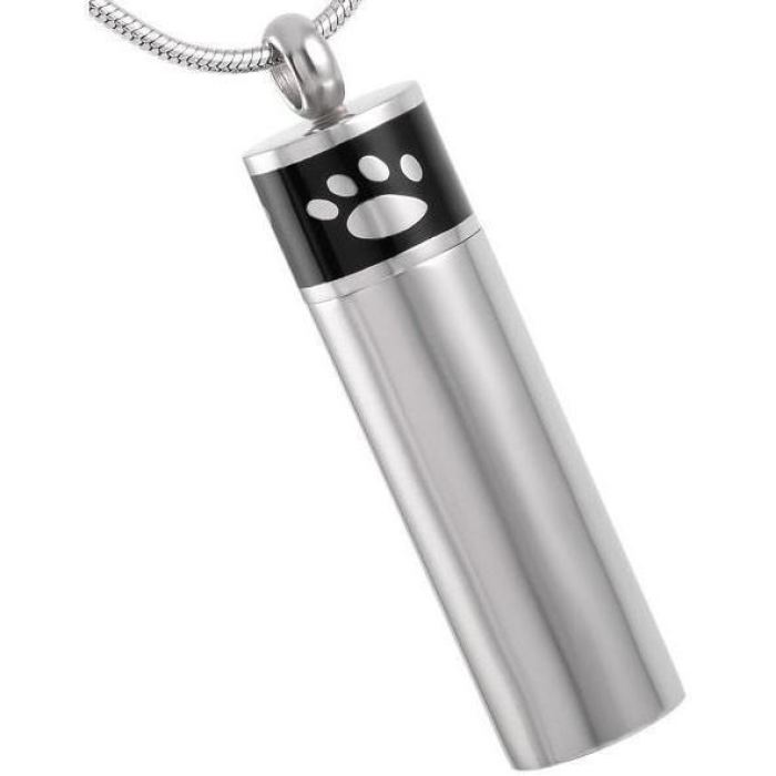 Pet 1 Paw Cylinder Ashes Necklace Pendant
