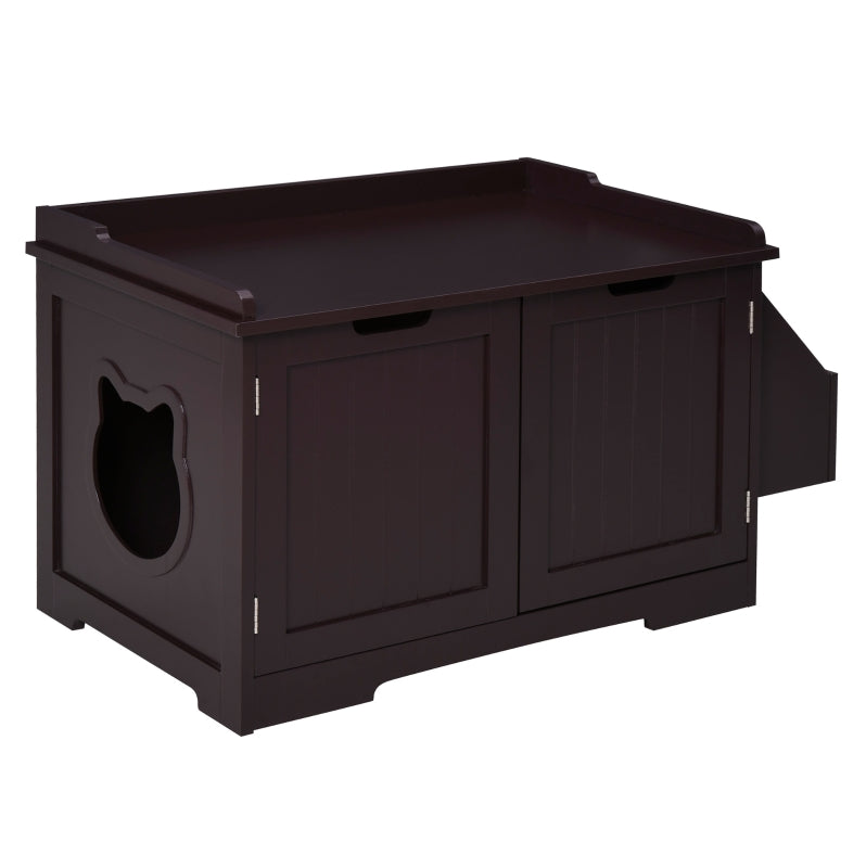 Cat Litter Box Nightstand End Table Enclosure Brown