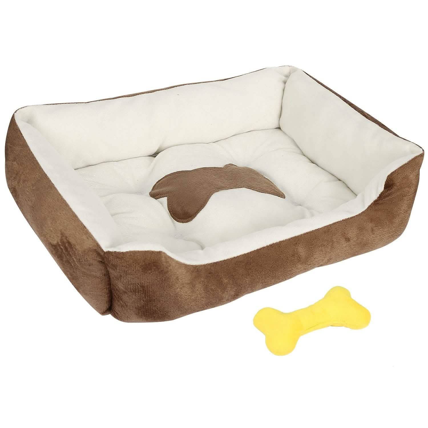 Pet Dog Bed Soft Warm Fleece Brown