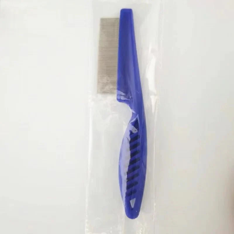 Stainless Steel Pet Flea and Shedding Comb | Grooming Tool for Dogs and Cats Blue