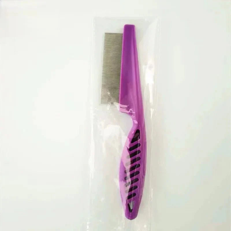 Stainless Steel Pet Flea and Shedding Comb | Grooming Tool for Dogs and Cats PURPLE