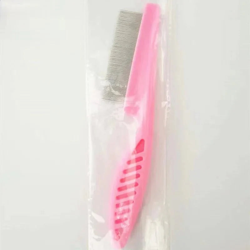 Stainless Steel Pet Flea and Shedding Comb | Grooming Tool for Dogs and Cats Pink