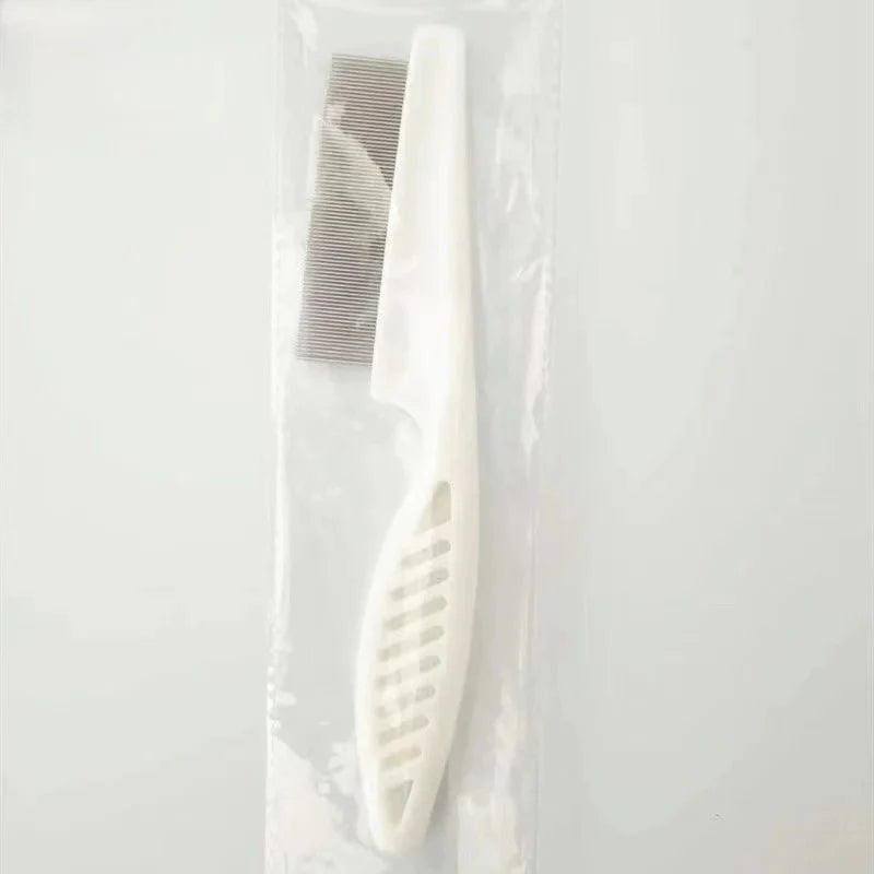Stainless Steel Pet Flea and Shedding Comb | Grooming Tool for Dogs and Cats WHITE