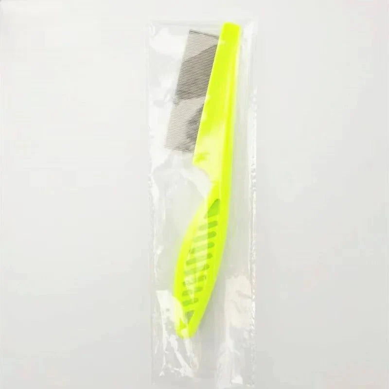 Stainless Steel Pet Flea and Shedding Comb | Grooming Tool for Dogs and Cats green