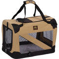 Pet Life ® '360° Vista View' Zippered Soft Folding Collapsible Durable Metal Framed Pet Dog Crate House Carrier Khaki
