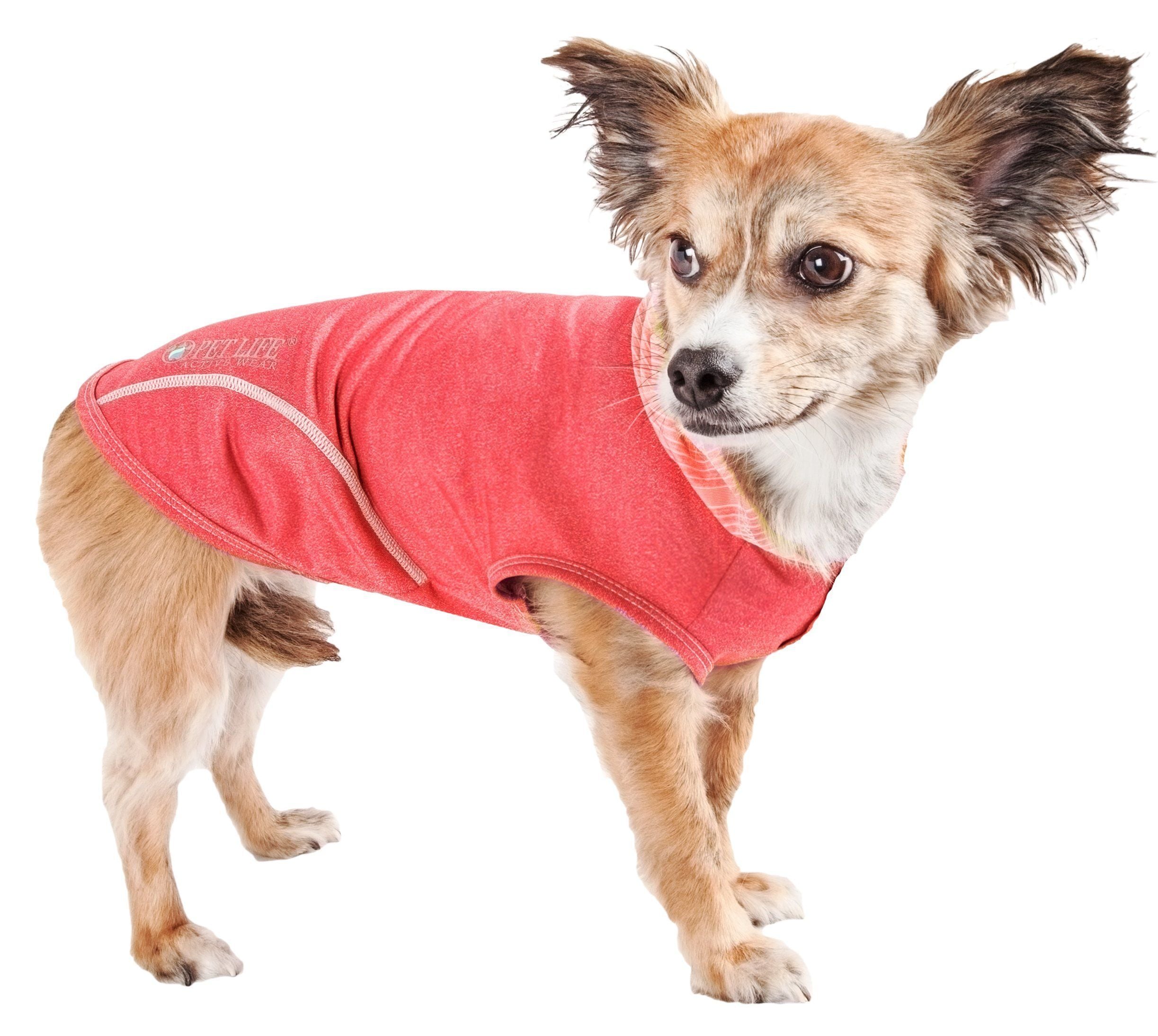 Pet Life ® Active 'Pull-Rover' 4-Way Stretch Sleeveless Fitness Yoga Dog T-Shirt Hoodie Red